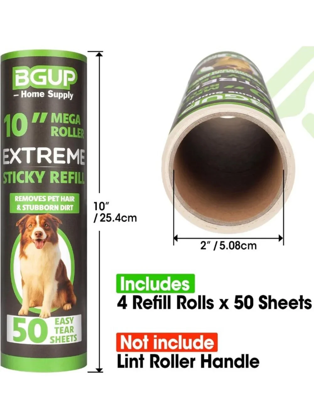 Extra Sticky Lint Roller Refills - 10 Inch, 200 Sheets, 4 Rolls for Pet Hair